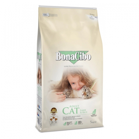 Hrana uscata pentru pisici Bona Cibo Adult cu miel & orez 5 kg [0]