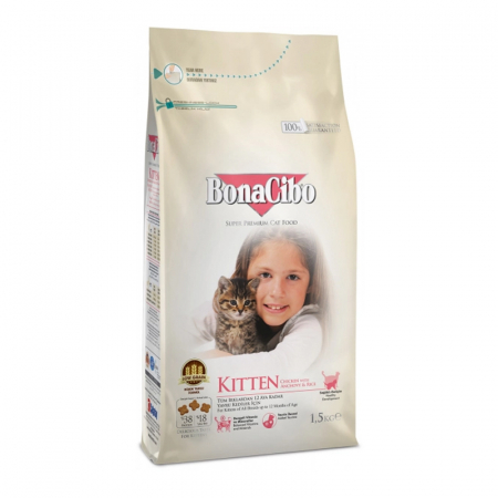 Hrana uscata pentru pisici Bona Cibo Kitten cu pui 1,5 kg [0]