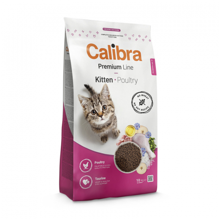 Pisica Junior - Hrana uscata pentru pisici Calibra Premium Line Kitten cu pui 10 kg