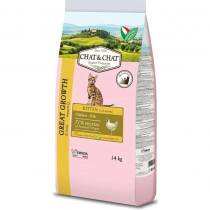 Pisici - Hrana uscata pentru pisici Chat & Chat Kitten cu pui 14 kg