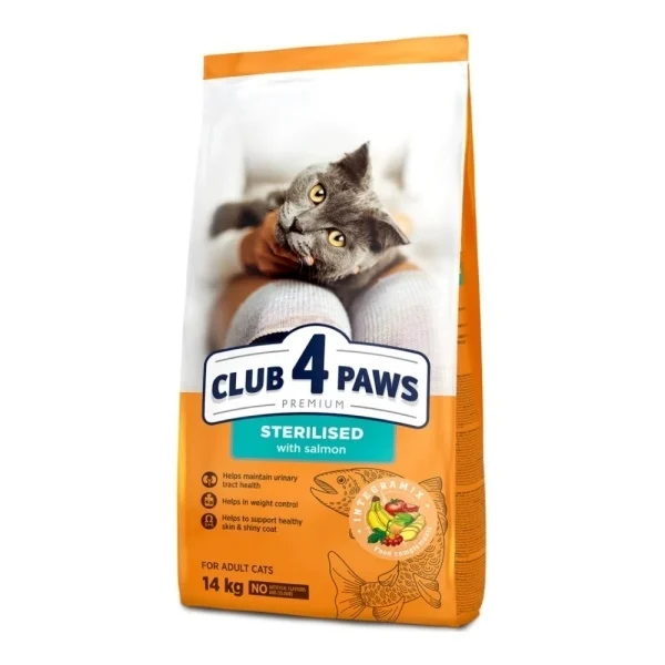 Hrana uscata pisici - Hrana uscata pentru pisici Club 4 Paws Sterilised cu somon 14 kg