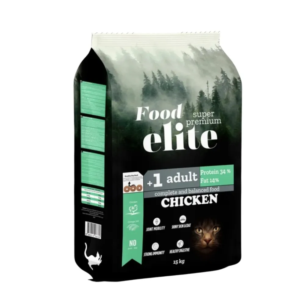 Pisici - Hrana uscata pentru pisici Food Elite Adult cu pui 15 kg
