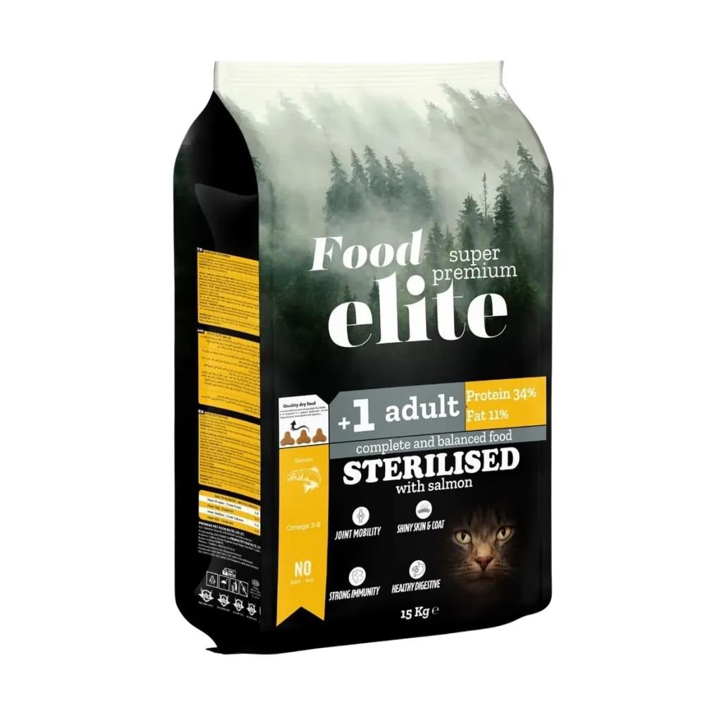 Pisici - Hrana uscata pentru pisici Food Elite Sterilised cu somon 15 kg
