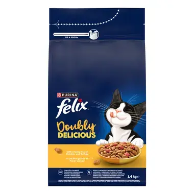Pisici - Hrana uscata pentru pisici Felix Doubly Delicious cu pui & curcan 1,4 kg