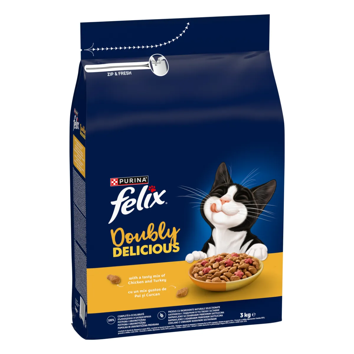 Pisici - Hrana uscata pentru pisici Felix Doubly Delicious cu pui & curcan 3 kg