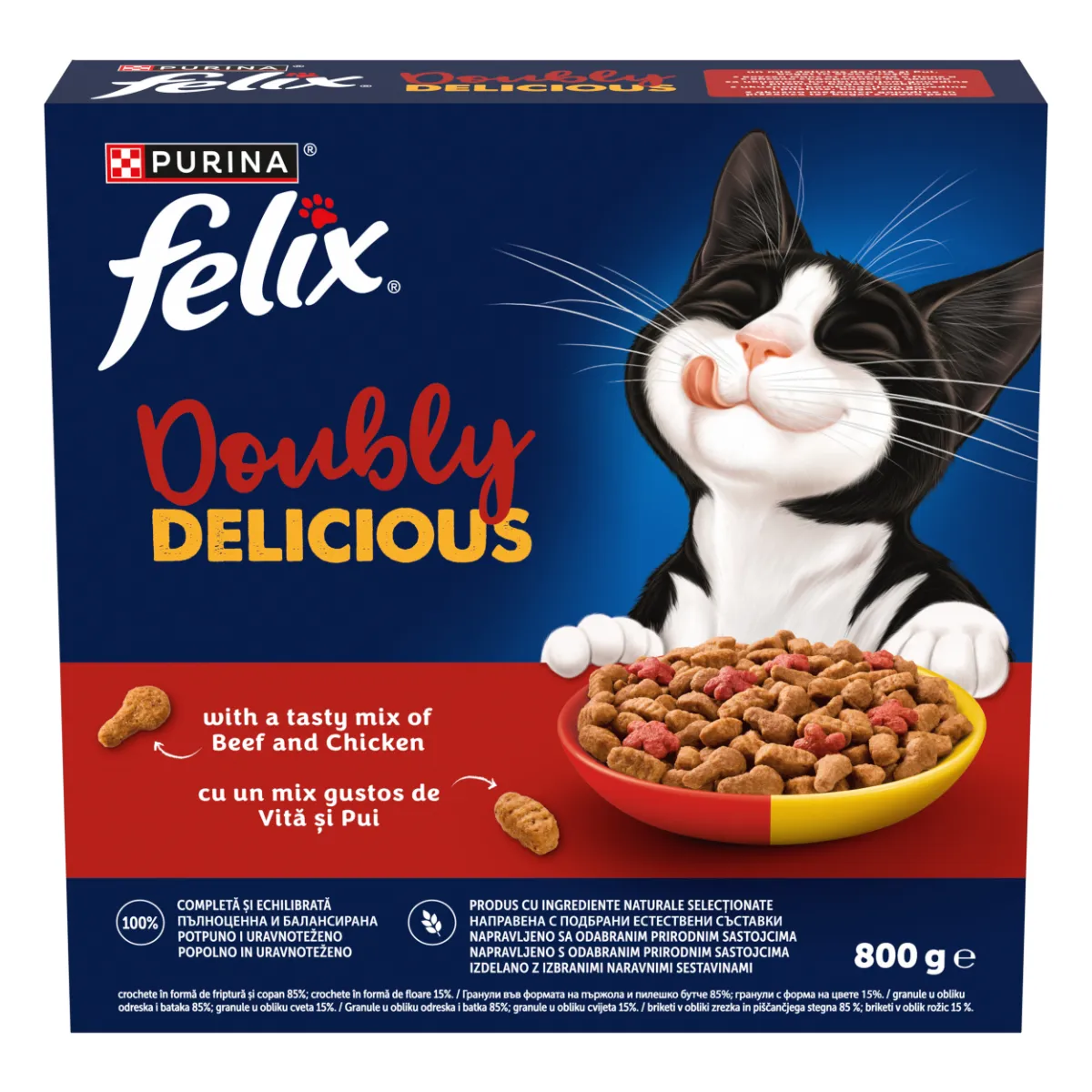 Pisici - Hrana uscata pentru pisici Felix Doubly Delicious cu vita & pui 800 gr
