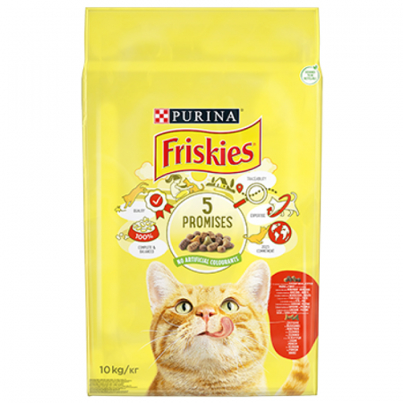 Pisica Adult - Hrana uscata pentru pisici Friskies cu vita & legume 10 kg