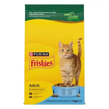Pisica Adult - Hrana uscata pentru pisici Friskies Adult cu somon & legume 1,5 kg