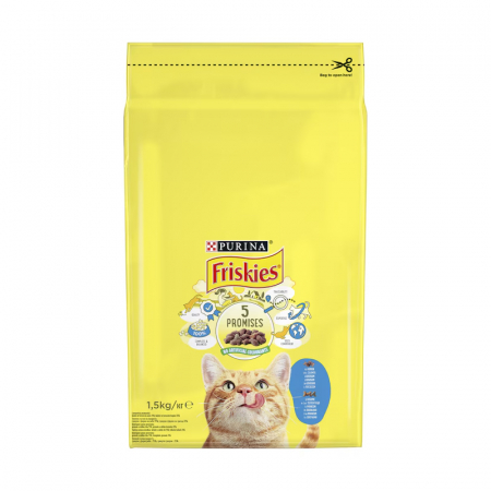 Pisica Adult - Hrana uscata pentru pisici Friskies Adult cu somon & legume 1,5 kg