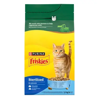 Pisica Sterilizata - Hrana uscata pentru pisici Friskies Sterilised cu somon & legume 1,5 kg