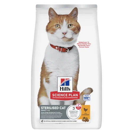 Hrana uscata pisici - Hrana uscata pentru pisici Hill's SP Sterilised cu pui 15 kg