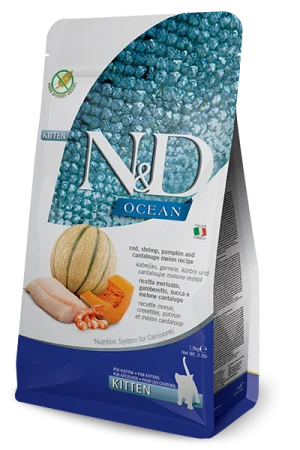 Pisici - Hrana uscata pentru pisici N&D Ocean Kitten cu cod, creveti & dovleac 1,5 kg