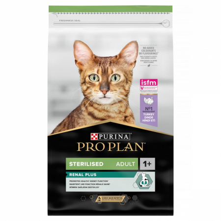 Pisica Sterilizata - Hrana uscata pentru pisici Pro Plan Optirenal Sterilised cu curcan 10 kg