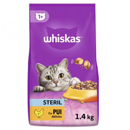 Hrană uscată pentru pisici Whiskas Steril cu pui 1,4 kg [0]
