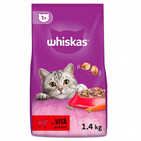 Hrana uscata pentru pisici Whiskas cu vita 1,4 kg [0]