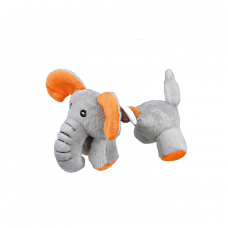 Jucarii caini - Jucarie pentru caini elefant de plus cu franghie 17 cm