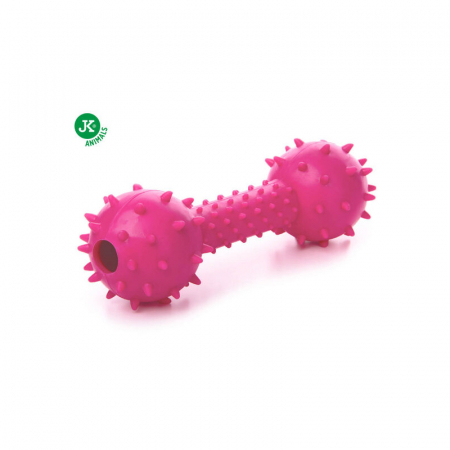 Caini - Jucarie pentru caini Gantera cu tepi roz 14 cm