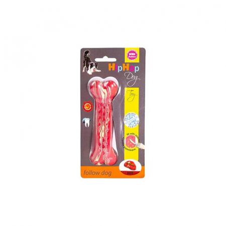 Jucarie pentru caini HipHop Dental Os Antibacterian cu aroma de bacon 13,5 cm [2]