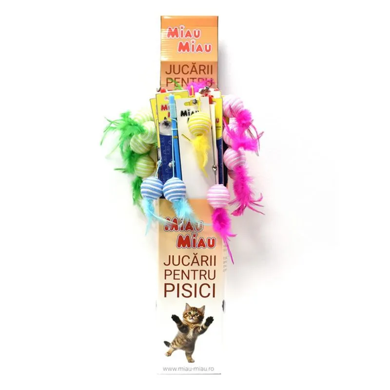Accesorii pisici - Jucarie pentru pisici Miau Miau Undita & Minge 1 buc
