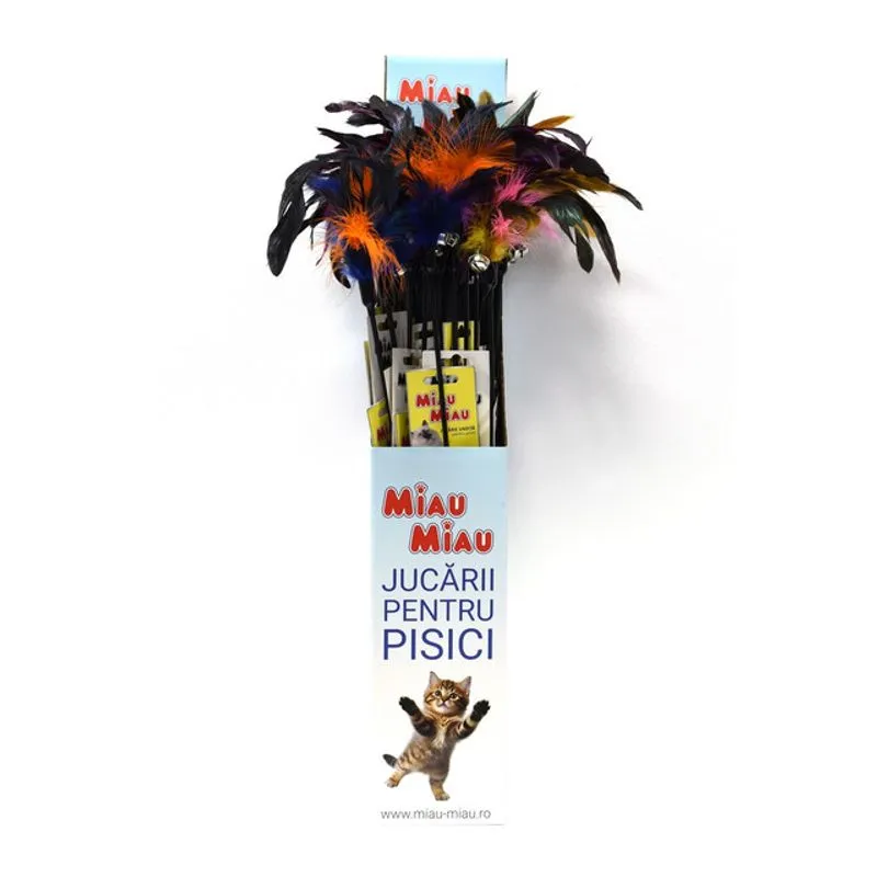 Accesorii pisici - Jucarie pentru pisici Miau Miau Undita & Pene 1 buc