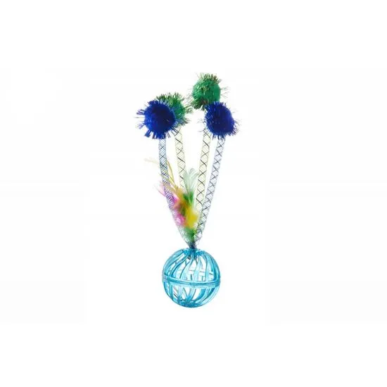 Jucarii - Jucarie pentru pisici Minge cu pene & clopotel 15 cm
