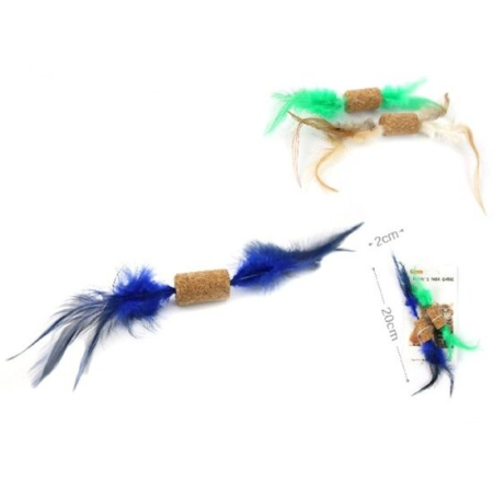 Pisici - Jucarie pentru pisici - pluta cu pene 20 cm x 2 buc / set