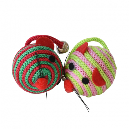 Jucarii pisici - Jucarie pentru pisici Miau Miau soricel textil cu clopotel 2 buc