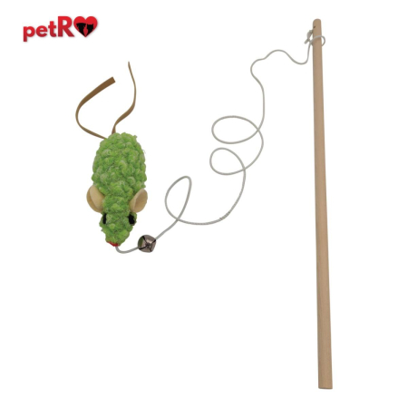 Jucarie pentru pisici Undita Soarece Verde 30 cm [1]