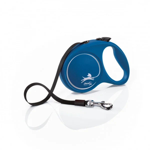 Accesorii caini - Lesa retractabila cu banda Flexi Albastra L 5 m / 50 kg