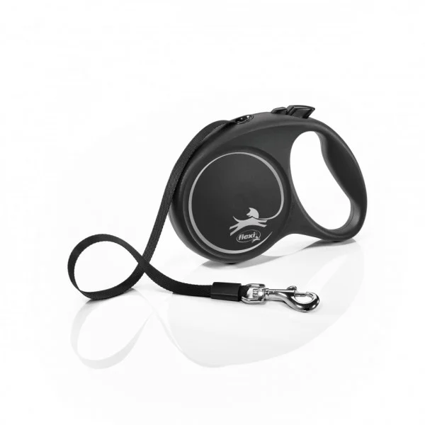 Zgarzi , lese , hamuri caini - Lesa retractabila cu banda Flexi Neagra L 5 m / 50 kg