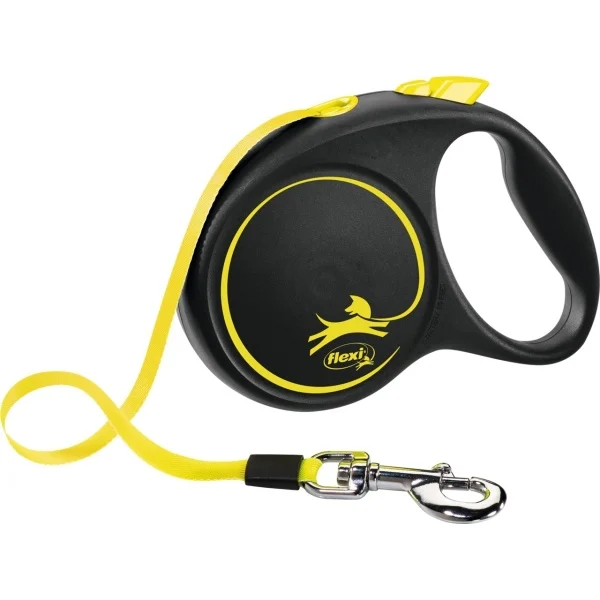 Accesorii caini - Lesa retractabila cu banda Flexi Neon L 5 m / 50 kg