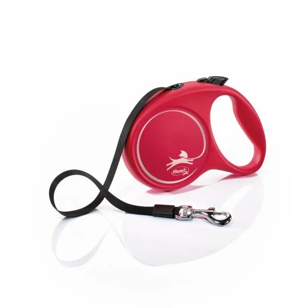 Accesorii caini - Lesa retractabila cu banda Flexi Rosie S 5 m / 12 kg