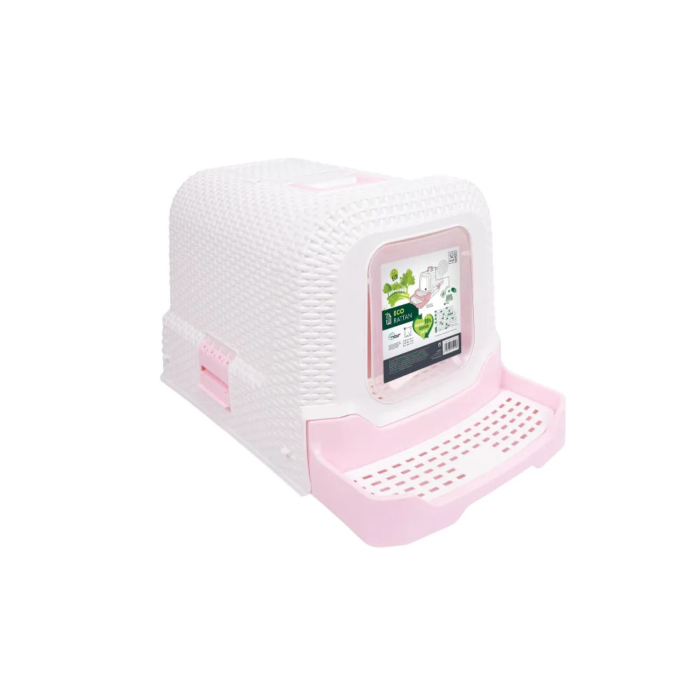 Accesorii pisici - Litiera Suez Rattan M-Pets Roz 69 x 42 x 41 cm