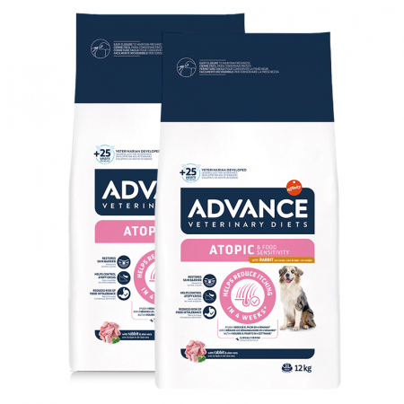 Diete Veterinare Caini - Oferta 2 saci x 12 kg Hrana dietetica pentru caini Advance Atopic Derma Care cu iepure
