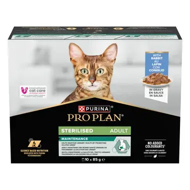 Hrana umeda pisici - Pachet 10 buc x 85 gr Hrana umeda pentru pisici Pro Plan Adult Sterilised cu iepure