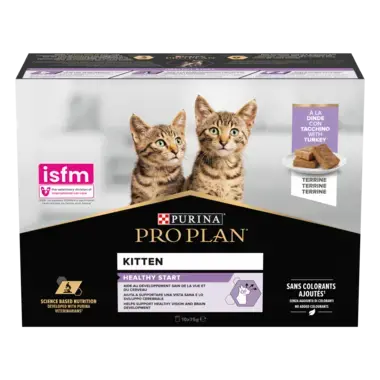 Pisici - Pachet 10 buc x 85 gr Hrana umeda pentru pisici Pro Plan Kitten Healthy Start cu curcan