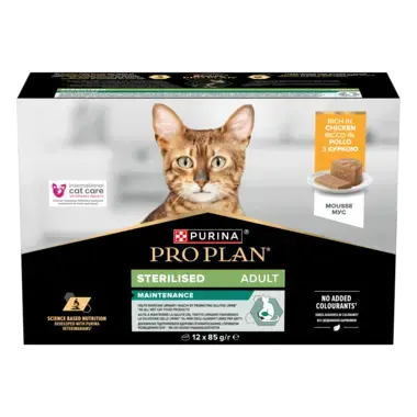 Hrana umeda pisici - Pachet 12 buc x 85 gr Hrana umeda pentru pisici Pro Plan Adult Sterilised Mousse cu pui