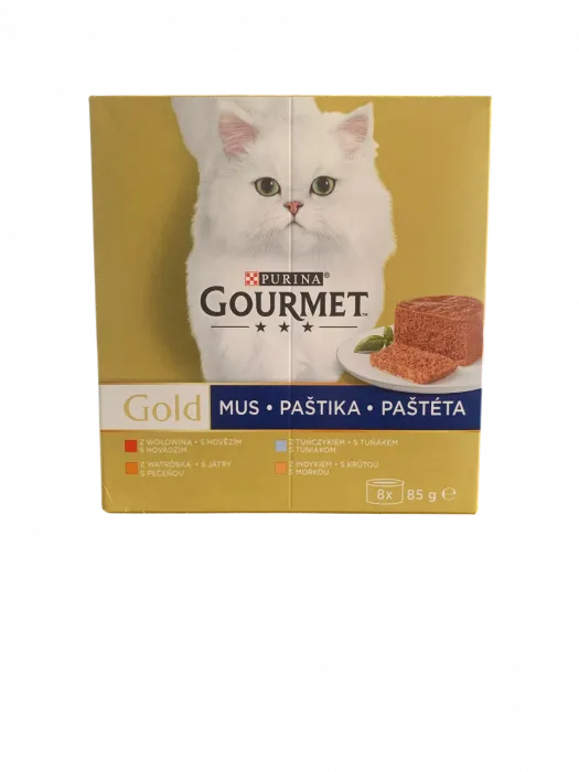 Hrana umeda pisici - Pachet Gourmet Gold Pate cu vita , pui , curcan & ton 8 buc x 85 gr