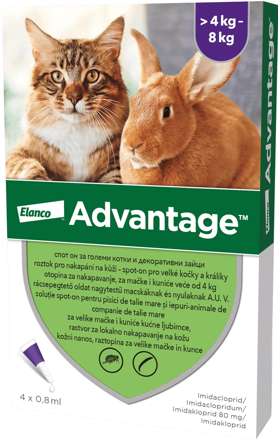 Farmacie - Pipeta antiparazitara Advantage pentru pisici & iepuri >4 kg - 8 kg ( 1 pipeta )