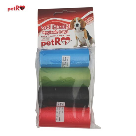 Noutati - Pungi igienice color Petro 4 role / 15 buc