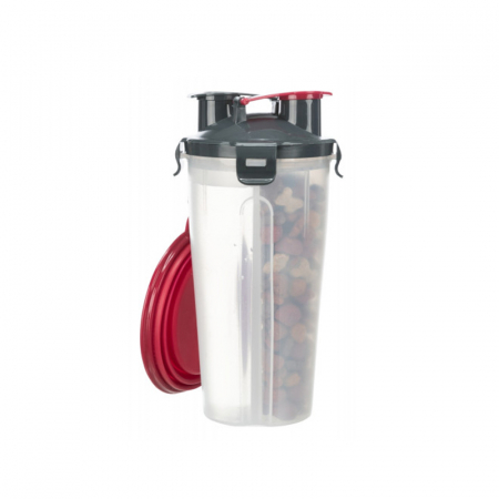 Caini - Recipient de apa / hrana din plastic 2 x 0,5 L / 11 x 23 cm