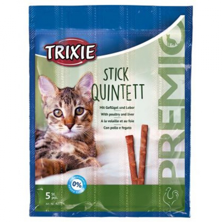 Recompense pentru pisici Premio Quadro-Sticks cu pui 5 buc  x 5 gr