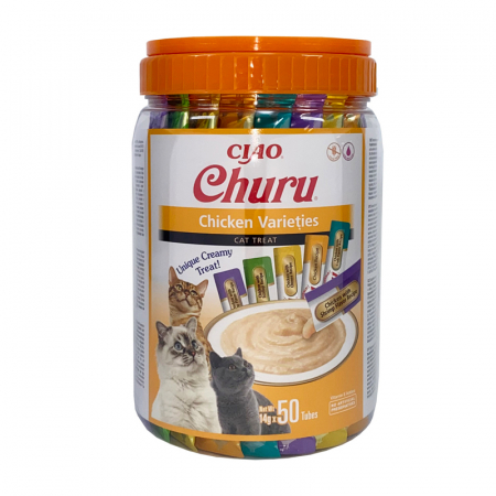 Recompense pisici - Recompense pentru pisici Churu Cat Varieties cu pui 50 bucati