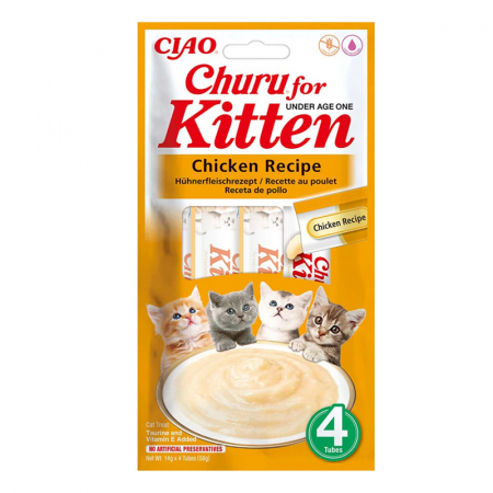 Recompense pisici - Recompense pentru pisici Churu Kitten cu pui 4 buc x 14 gr