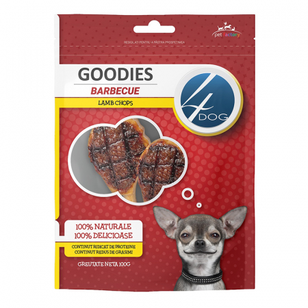 Recompense caini - Recompense pentru caini 4Dog Goodies Barbecue Lamb Chops 100 gr