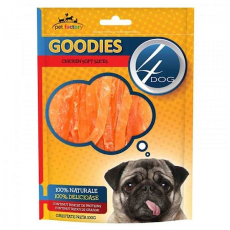 Recompense caini - Recompense pentru caini Goodies Soft Chicken Slices 100 gr