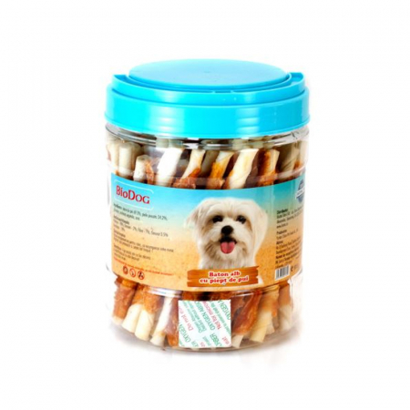 Recompense pentru caini Biodog Baton Alb cu piept de pui 500 gr [0]