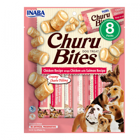 Caini - Recompense pentru caini Churu Bites cu pui & somon 8 buc x 12 gr