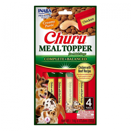 Caini - Recompense pentru caini Churu Meal Topper cu pui & vita 4 buc x 14 gr