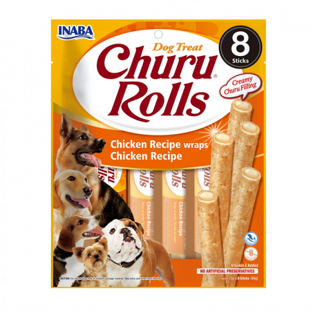 Caini - Recompense pentru caini Churu Rolls cu pui 8 buc x 12 gr
